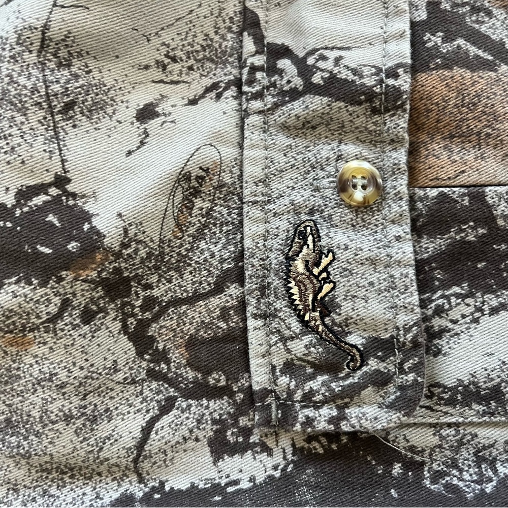 Natural wear gecko camo snake print cotton brushed flannel shirt M iguana - Picture 8 of 10